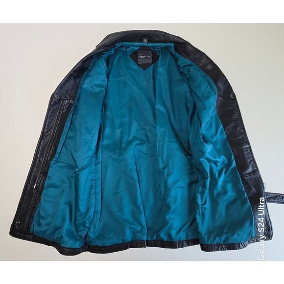 Outdoor Exchange Black Genuine Leather Jacket Belted Lined Coat Women's M - Picture 9 of 10